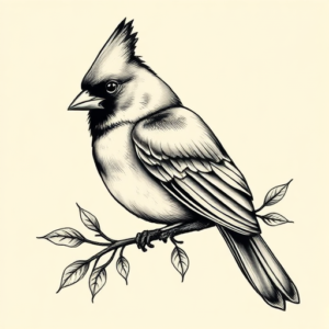 Black & Grey Ink Cardinal Tattoo