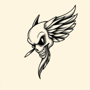 Black & Grey Ink Cartoon Tattoo