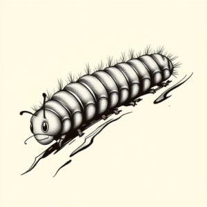 Black & Grey Ink Caterpillar Tattoo