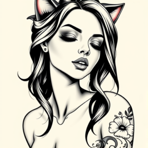 Black & Grey Ink Catrina Tattoo
