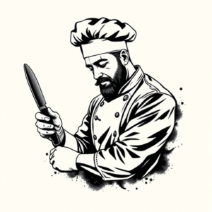 Black & Grey Ink Chef Tattoo