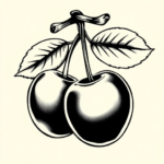 Black & Grey Ink Cherry Tattoo