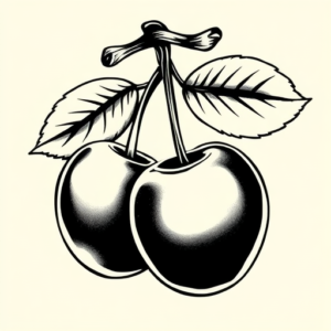 Black & Grey Ink Cherry Tattoo