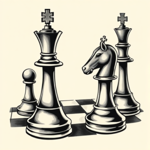 Black & Grey Ink Chess Tattoo