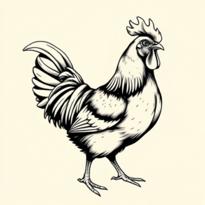 Black & Grey Ink Chicken Tattoo