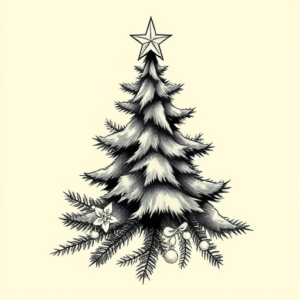 Black & Grey Ink Christmas Tattoo