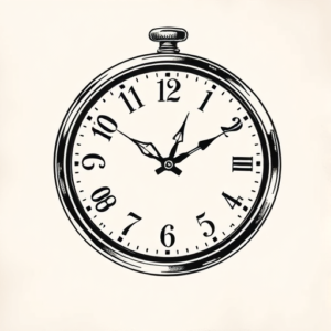 Black & Grey Ink Clock Tattoo