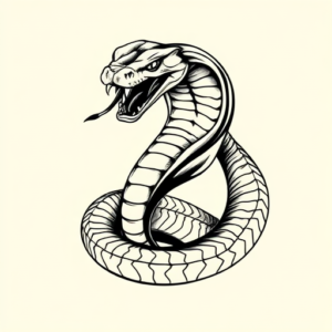 Black & Grey Ink Cobra Tattoo