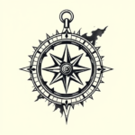 Black & Grey Ink Compass Tattoo