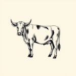 Black & Grey Ink Cow Tattoo