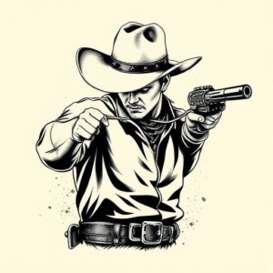 Black & Grey Ink Cowboy Tattoo