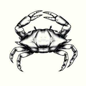 Black & Grey Ink Crab Tattoo