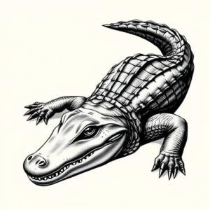 Black & Grey Ink Crocodile Tattoo