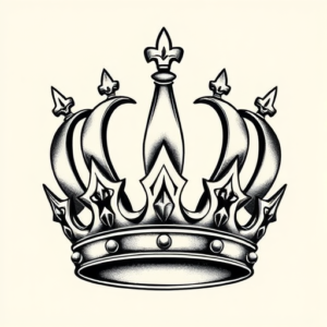 Black & Grey Ink Crown Tattoo