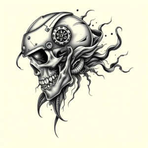 Black & Grey Ink Cyber Tattoo