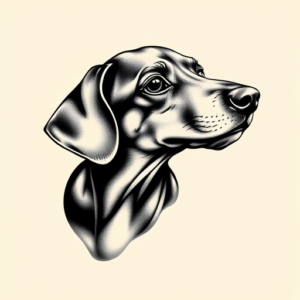 Black & Grey Ink Dachshund Tattoo