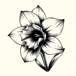 Black & Grey Ink Daffodil Tattoo