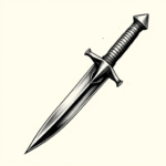 Black & Grey Ink Dagger Tattoo