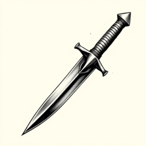 Black & Grey Ink Dagger Tattoo