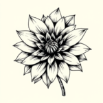 Black & Grey Ink Dahlia Tattoo