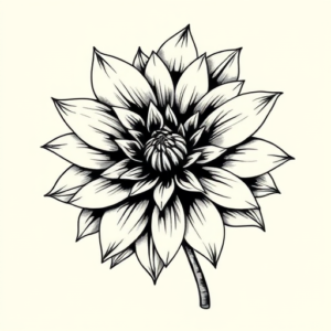 Black & Grey Ink Dahlia Tattoo