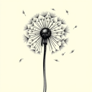 Black & Grey Ink Dandelion Tattoo