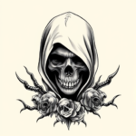 Black & Grey Ink Death Tattoo