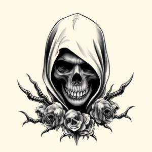 Black & Grey Ink Death Tattoo