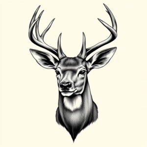 Black & Grey Ink Deer Tattoo