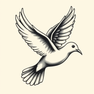 Black & Grey Ink Dove Tattoo