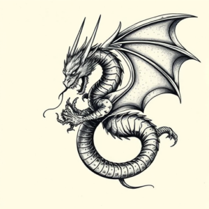 Black & Grey Ink Dragon Tattoo
