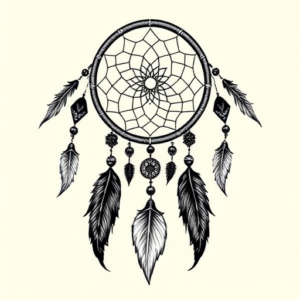 Black & Grey Ink Dreamcatcher Tattoo