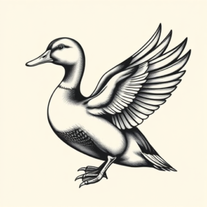 Black & Grey Ink Duck Tattoo