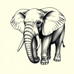 Black & Grey Ink Elephant Tattoo