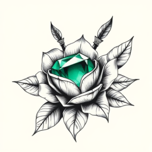 Black & Grey Ink Emerald Tattoo
