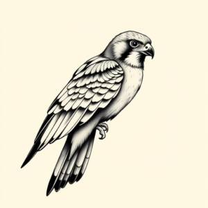 Black & Grey Ink Falcon Tattoo