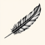 Black & Grey Ink Feather Tattoo