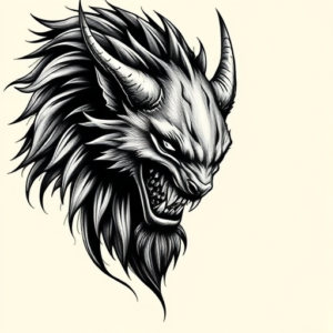 Black & Grey Ink Fenrir Tattoo