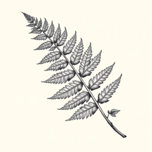 Black & Grey Ink Fern Tattoo