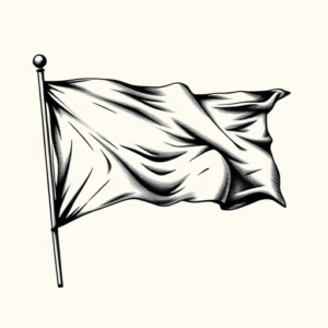 Black & Grey Ink Flag Tattoo