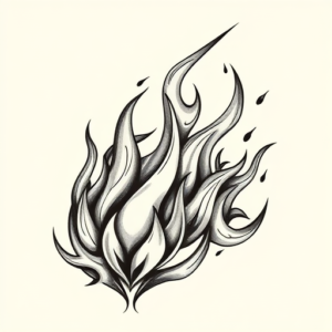 Black & Grey Ink Flame Tattoo