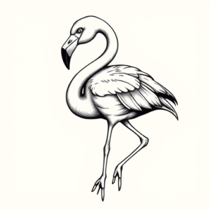 Black & Grey Ink Flamingo Tattoo