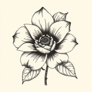 Black & Grey Ink Flower Tattoo