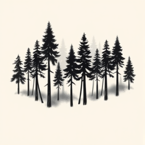 Black & Grey Ink Forest Tattoo