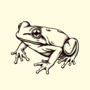 Black & Grey Ink Frog Tattoo