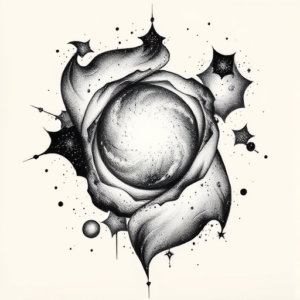 Black & Grey Ink Galaxy Tattoo