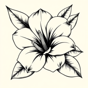 Black & Grey Ink Gardenia Tattoo