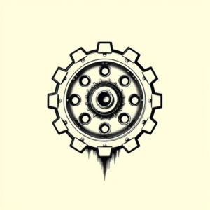 Black & Grey Ink Gear Tattoo