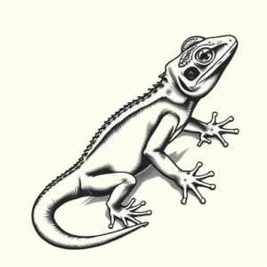 Black & Grey Ink Gecko Tattoo