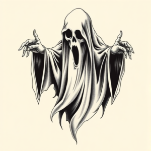 Black & Grey Ink Ghost Tattoo